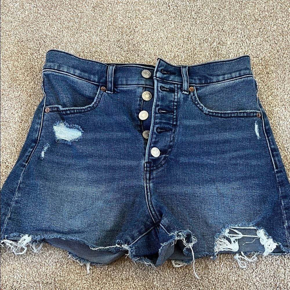Express Dark Blue Distressed Jean Shorts